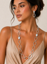 Silver Geometric Link Necklace & Matching Earrings Set – 32" Necklace with 3" Extender  #S10196_SILVER (CF1)