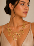 Elegant Gold-Tone Geometric Multi-Layer Necklace – 18" #SC16631A_GOLD (NC11/BE14,LC21)