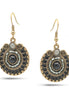GOLD OXIDIZE ROUND DISK WITH  BEAD EARRINGS#SE25049GDGRY (NA16/KD6)