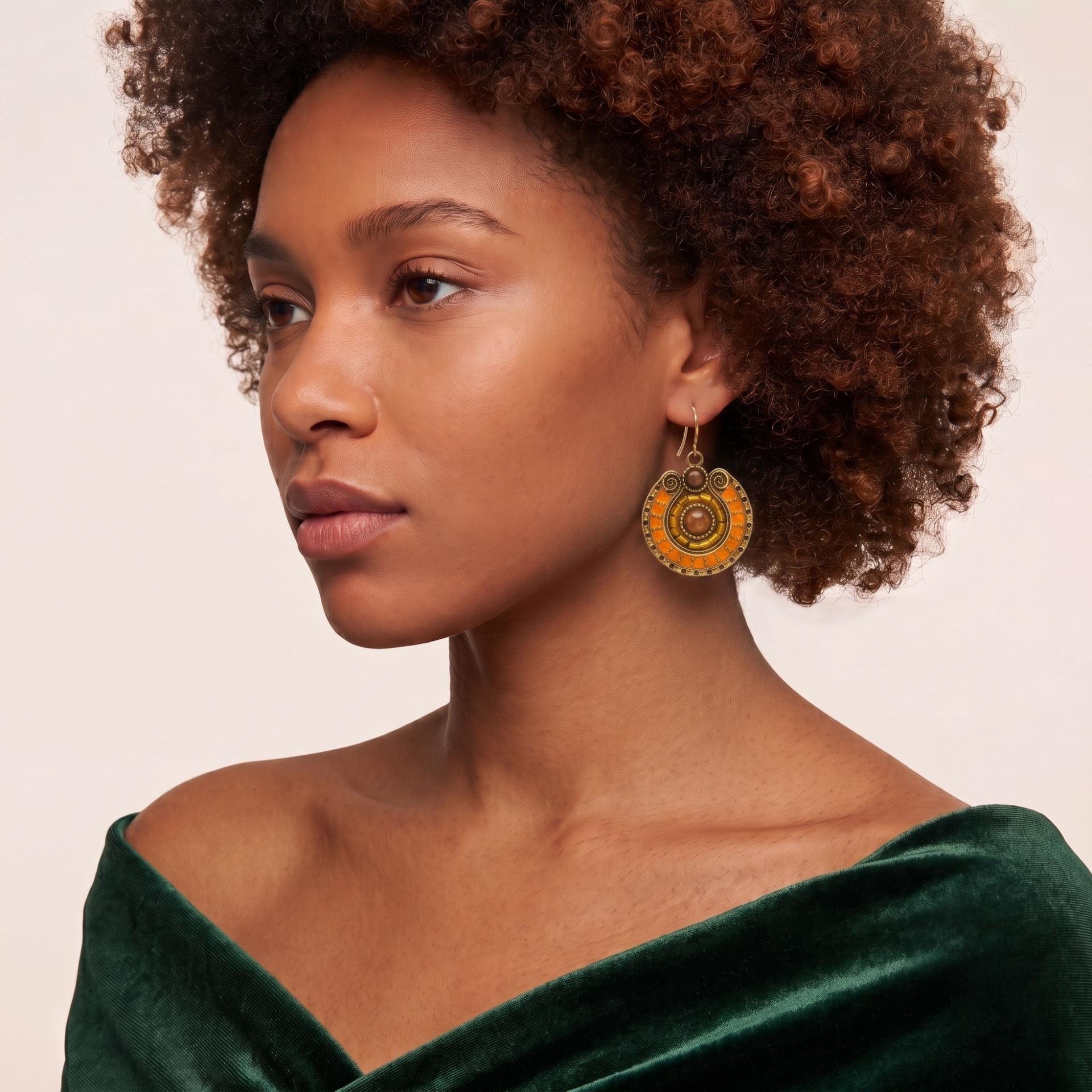 Boho Statement Earrings – Gold Dangle with Intricate Beadwork, 1.5 🎨 Color Options Available:💜 Purple & Gold 🔵 Blue & Olive 🟠 Orange & Brown #SE25049GD(NB16)
