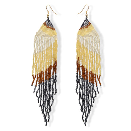 Cream,White,Black, And hematite Bohemian Seed Bead Long Tassel Earrings #SH-ER-1196(OD26)