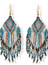Blue, Black, White, and Champagne Bohemian Seed Bead Tassel Earrings #SH-ER-1210(RC15)