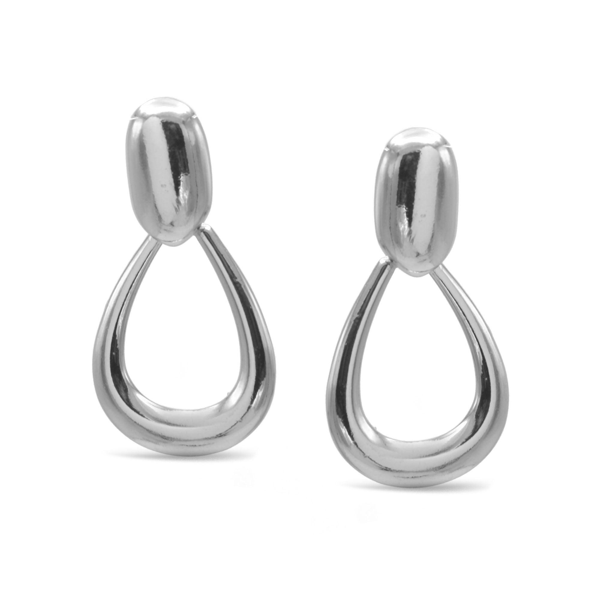 Rhodium Teardrop Clip-On Earrings #SQ8642R(MF17)