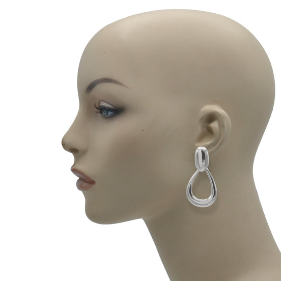 Rhodium Teardrop Clip-On Earrings #SQ8642R(MF17)