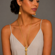 Gold tassel long necklace and earrings set#SQ6708(Q6)