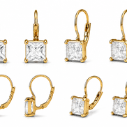 Tazza Women's Gold-Tone Princess-Cut Solitaire Leverback Drop Earrings 1