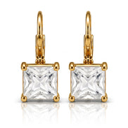 Tazza Women's Gold-Tone Princess-Cut Solitaire Leverback Drop Earrings 1