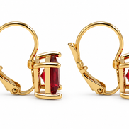 Gold Tone Red/Garnet Square  Leverback Earrings for Women – 0.8