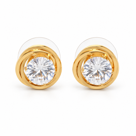 Tazza Women's Gold-Tone Round Solitaire Swirl Halo Stud Earrings, 0.4"#SQGN102215G(AG9)