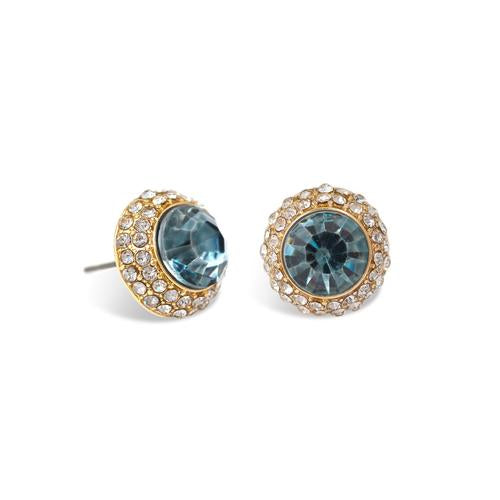 ASSORTED COLORS OF ROUND CRYSTAL WITH RHINESTONES W\GOLD POST EARRINGS #HNE87183GD (0805470095910)(ND7/AD21)