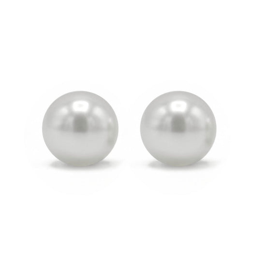 Rhodium White 6 Mm Pearl Stud Earring #HNE90895-6MMRDWH(ME9)