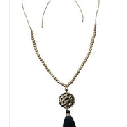 Gold Bead Long Adjustable Chain with Black Thread Tassel Necklace A Fusion of Tradition and Modern Elegance #ADX0222712(BOHO)
