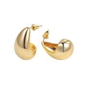 Gold Plated Chunky Lightweight Gold Hoop Earrings #GLE2940G(GE9)