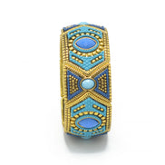 GOLD BLUE AND TURQUOISE STRETCH  BRACELET #SWR-CP6400 (SA17)
