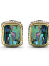 TWO TONE ABALONE ENGRAVED STUD EARRING #12505ER-AB (FE6)