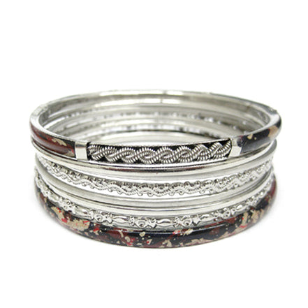 SILVER-MULTI ATRISTIC SET OF 8PCS SILVER BANGLES  #PB8794_S-MULTI (PH1)