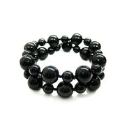 BLACK HINGED BRACELETS  #HNB77907-2_BLACK (NE12)