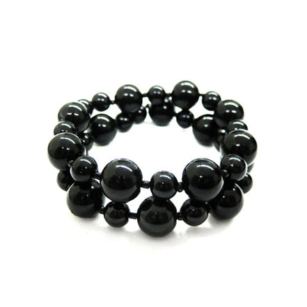 BLACK HINGED BRACELETS  #HNB77907-2_BLACK (NE12)