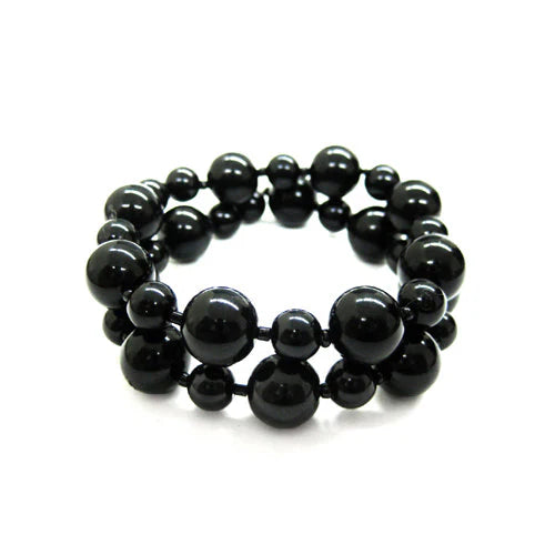 BLACK HINGED BRACELETS  #HNB77907-2_BLACK (NE12)