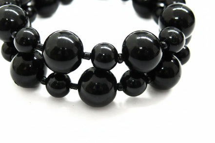 BLACK HINGED BRACELETS  #HNB77907-2_BLACK (NE12)