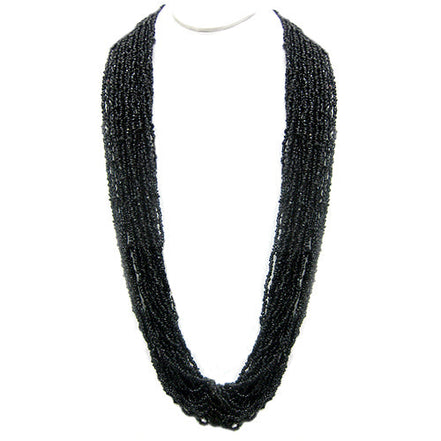 BLACK SMALL BEAD NECKLACE  #N3400_JET_BLK (QB3)