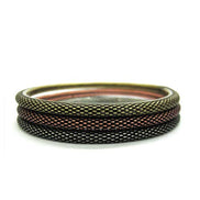 3TONE BURNED MESH BANGLE SET OF 3 PIECE  #JB110_BURNISHED (PG7/14FL/Showroom)