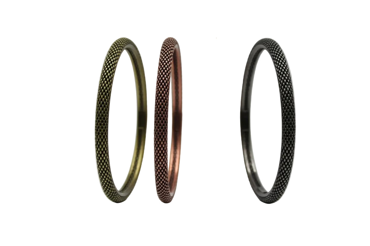 3TONE BURNED MESH BANGLE SET OF 3 PIECE  #JB110_BURNISHED (PG7/14FL/Showroom)