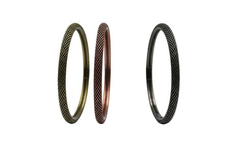 3TONE BURNED MESH BANGLE SET OF 3 PIECE  #JB110_BURNISHED (PG7/14FL/Showroom)
