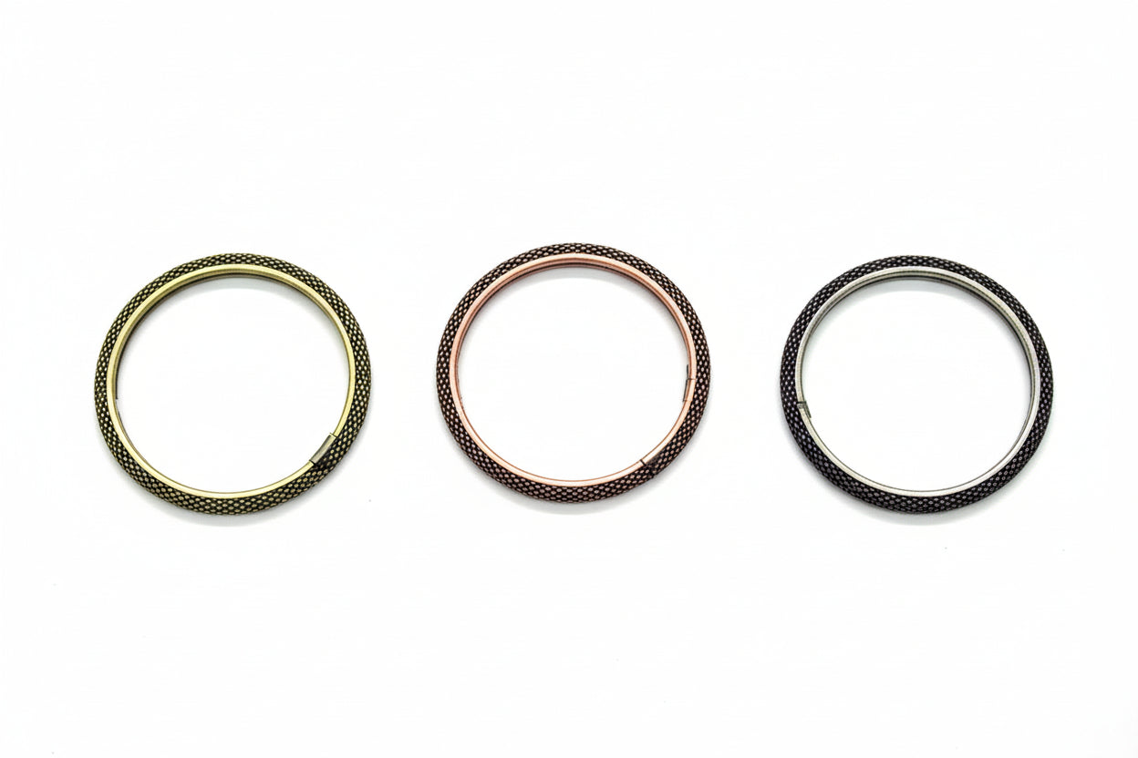 3TONE BURNED MESH BANGLE SET OF 3 PIECE  #JB110_BURNISHED (PG7/14FL/Showroom)