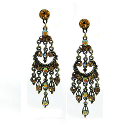 CHAMPAGNE BEJEWELED CHANDELIER EARRINGS  #HNE21664_G-TPZ (JB8/LH14)