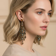 CHAMPAGNE BEJEWELED CHANDELIER EARRINGS  #HNE21664_G-TPZ (JB8/LH14)
