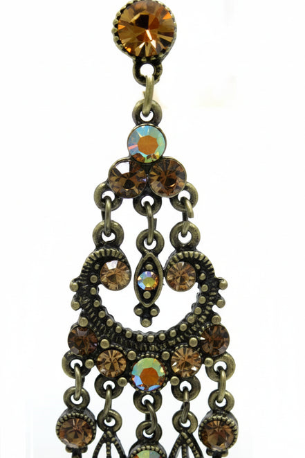 CHAMPAGNE BEJEWELED CHANDELIER EARRINGS  #HNE21664_G-TPZ (JB8/LH14)