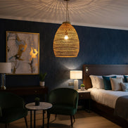 Bohemian Rattan Woven Pendant Light Classic Ceiling Lighting Fixture 22x16