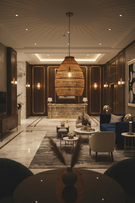 Bohemian Rattan Woven Pendant Light Classic Ceiling Lighting Fixture 22x16" #FW-CHANDELIER LIGHT1