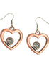 COPPER HEART AND CLEAR STONE EARRINGS  #HNE78095_3TONE (JD9)