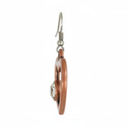 COPPER HEART AND CLEAR STONE EARRINGS  #HNE78095_3TONE (JD9)