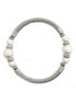 RHODIUM-CREAM PEARL CABLE STRETCH BRACELET  #SB15142_ROD-CRM (BD6)