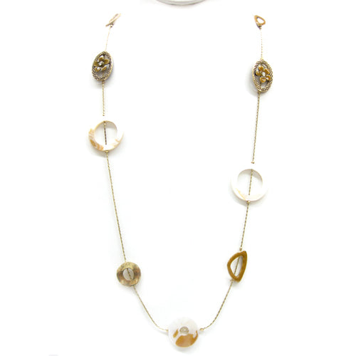 GOLD-CREAM NECKLACES  #SC26410_GOLD (DC5)