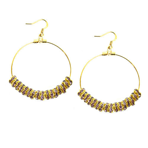 GOLD-AMETHYST ROUND EARRINGS  #ER1326_G-LT.AMY (LE4)