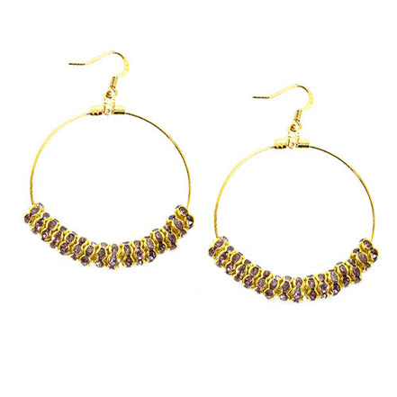 GOLD-AMETHYST ROUND EARRINGS  #ER1326_G-LT.AMY (LE4)