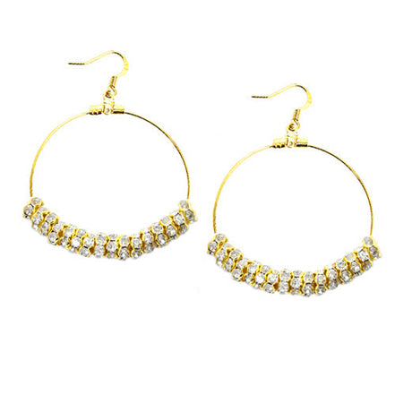 GOLD-CLEAR ROUND EARRINGS  #ER1326_G-CRY (LH8)
