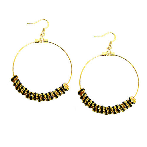 GOLD BLACK ROUND EARRINGS  #ER1326_G-BLACK (LG6)