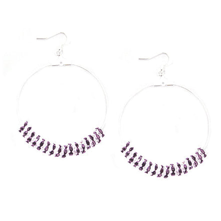SILVER LT. AMETHYST ROUND EARRINGS  #ER1326_S-LT.AMY (LF5)