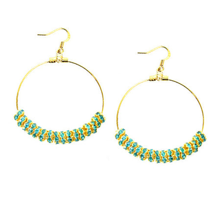GOLD-BLUE  ROUND EARRINGS  #ER1326_G-BLUE (LH6)
