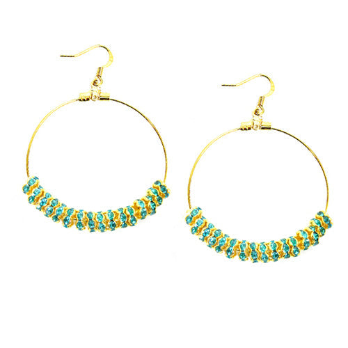 GOLD-BLUE  ROUND EARRINGS  #ER1326_G-BLUE (LH6)