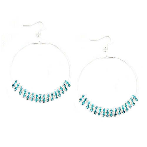 SILVER-BLUE ROUND EARRINGS  #ER1326_S-BLUE (LD6)