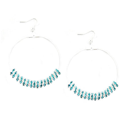 SILVER-BLUE ROUND EARRINGS  #ER1326_S-BLUE (LD6)