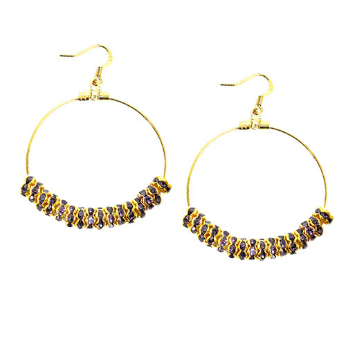 GOLD-TANZANITE ROUND EARRINGS  #ER1326_G-TANZ (LD4)