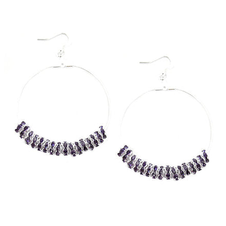 SILVER-TANZANITE ROUND EARRINGS  #ER1326_S-TANZ (LH5)
