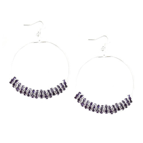 SILVER-TANZANITE ROUND EARRINGS  #ER1326_S-TANZ (LH5)